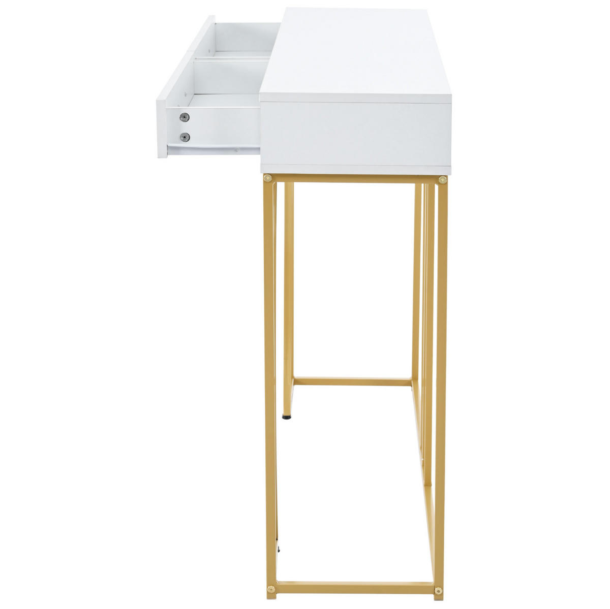 BEISTELLTISCH 110/32/85 cm in Weiß mit Schublade und Metallgestell - Weiß, Holzwerkstoff (32/110/85cm) - BEAOK
