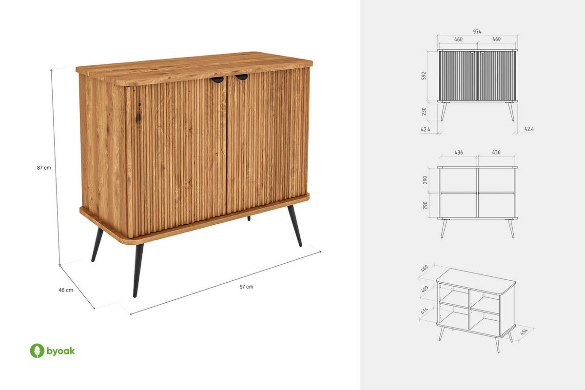 KOMMODE LINA - Kernbuche, Holz (97/87/46cm) - byoak