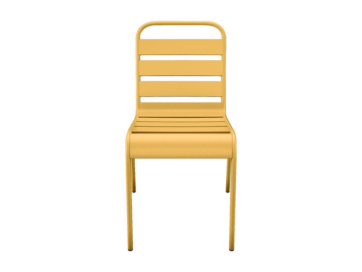 GARTENSTUHL - 47.5cm x 59cm - Stahl - senffarben - MIRMANDE - Gelb, Metall (47.5/79/59cm) - Vente-Unique