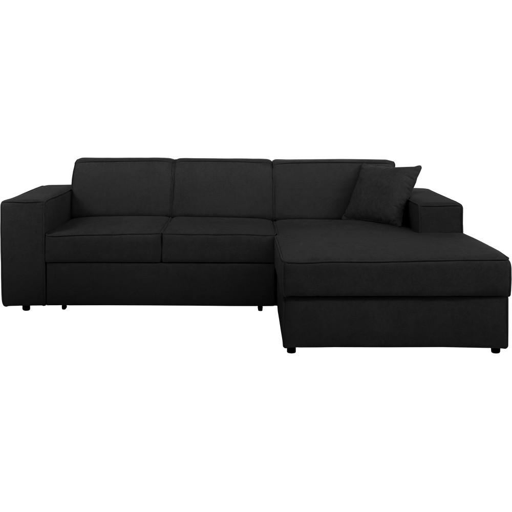 ECKSCHLAFSOFA mit Schlaffunktion Pedro L schwarz rechts - Schwarz, Kunststoff/Textil (267/160cm) - Beautysofa