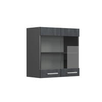KÜCHENGLASSCHRANK R-Line Schwarz Beton 60 cm - Anthrazit/Schwarz, Holzwerkstoff (60/60/31cm) - Vicco
