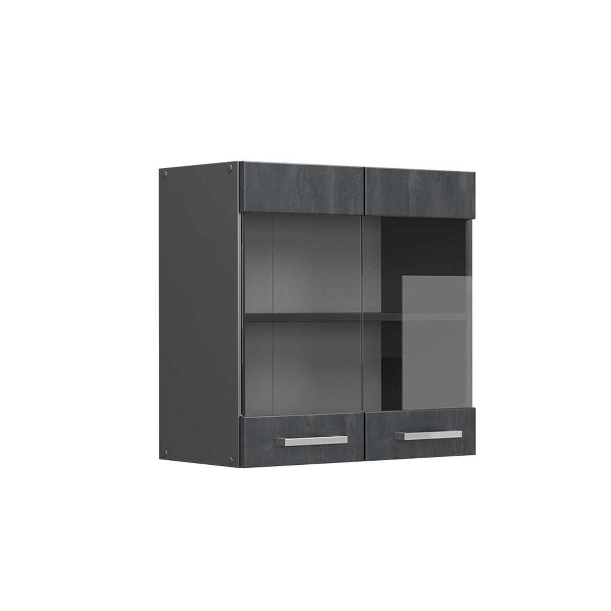 KÜCHENGLASSCHRANK R-Line Schwarz Beton 60 cm - Anthrazit/Schwarz, Holzwerkstoff (60/60/31cm) - Vicco
