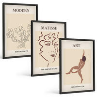 BILDER SET 3er Set - 40x60 cm Schwarzer Rahmen - Stilvolle Grafiken, Blumen, Figuren - Schwarz, Kunststoff (40/60cm) - TULUP