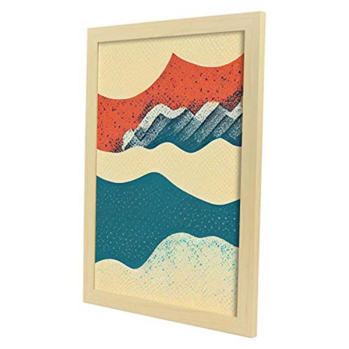 POSTER Set mit 4 Abstrakt Wellen Moderne Galaxien A3 Rahmen aus hellem Holz - Beige, Papier (29.7/3cm) - Nacnic