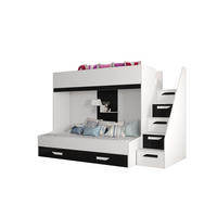 ETAGENBETT 90/200 cm - Schwarz/Weiß, Holz (90/200cm) - Abiks Möbel