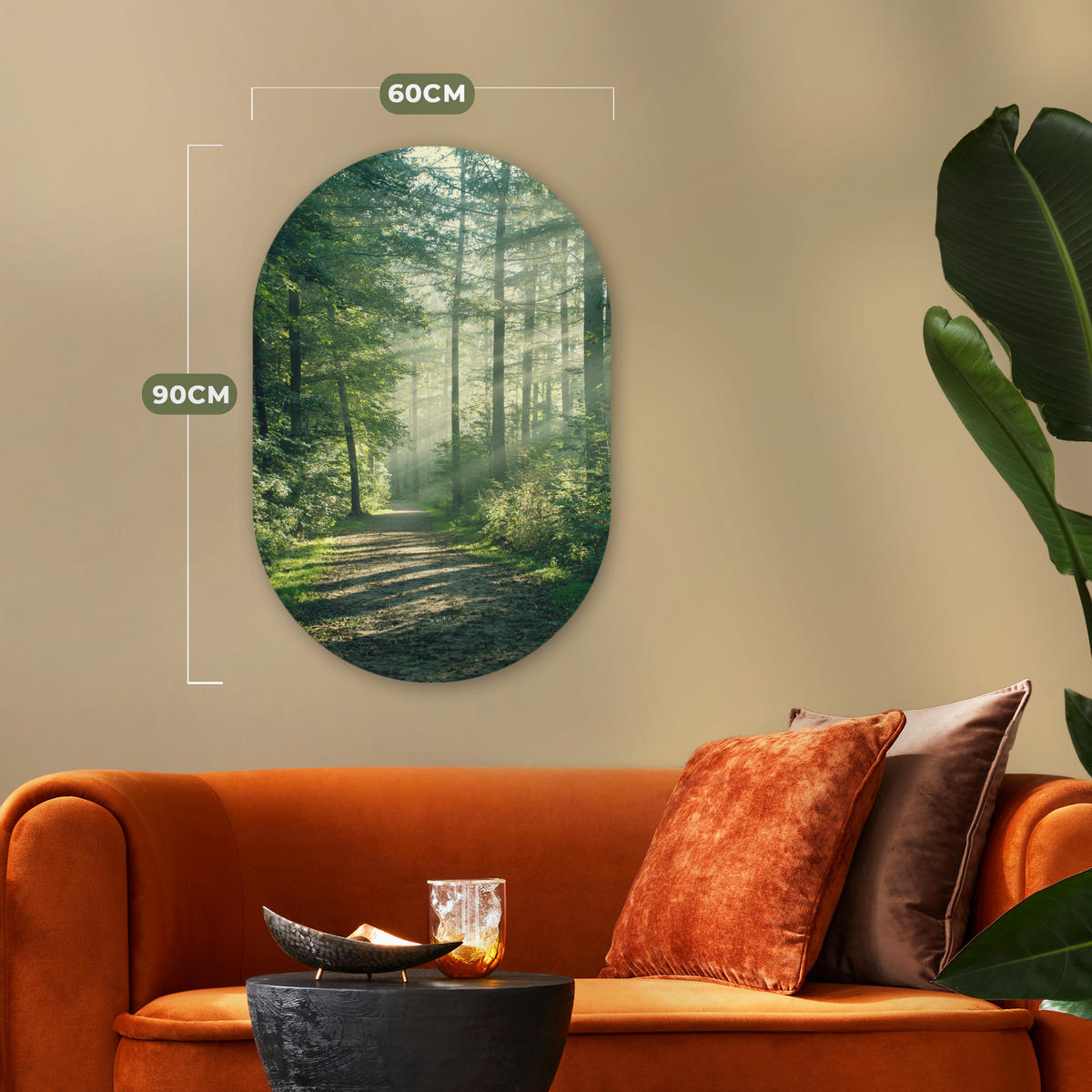 WANDBILD Wald - Weg - Sonne - Bäume - Grün - Natur 60x90 cm - Waldgrün, Kunststoff (60/90cm) - MuchoWow