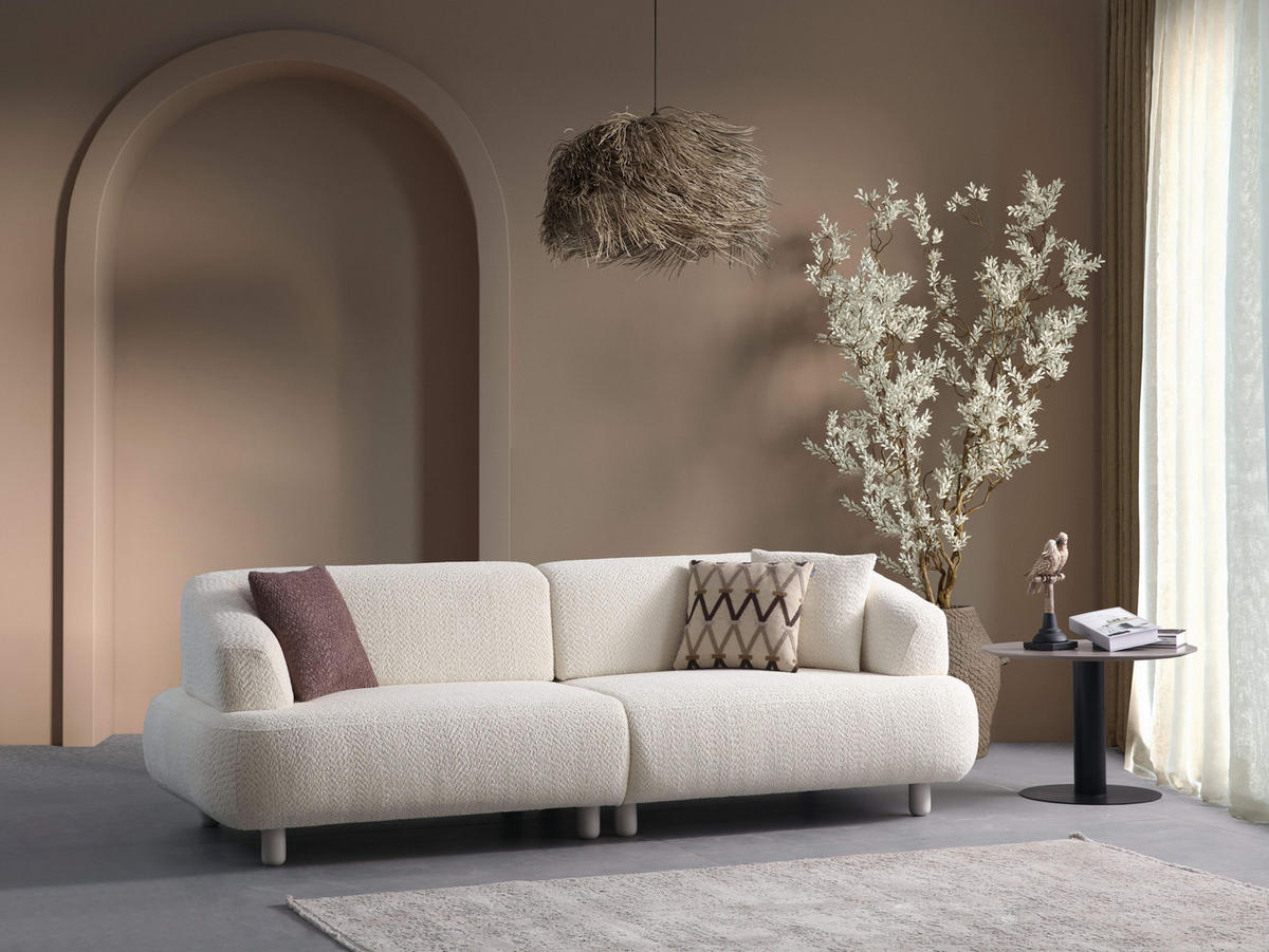 2-SITZER Sofa THRON, Creme - Creme, Holz/Textil (190/78/110cm) - Villa Möbel