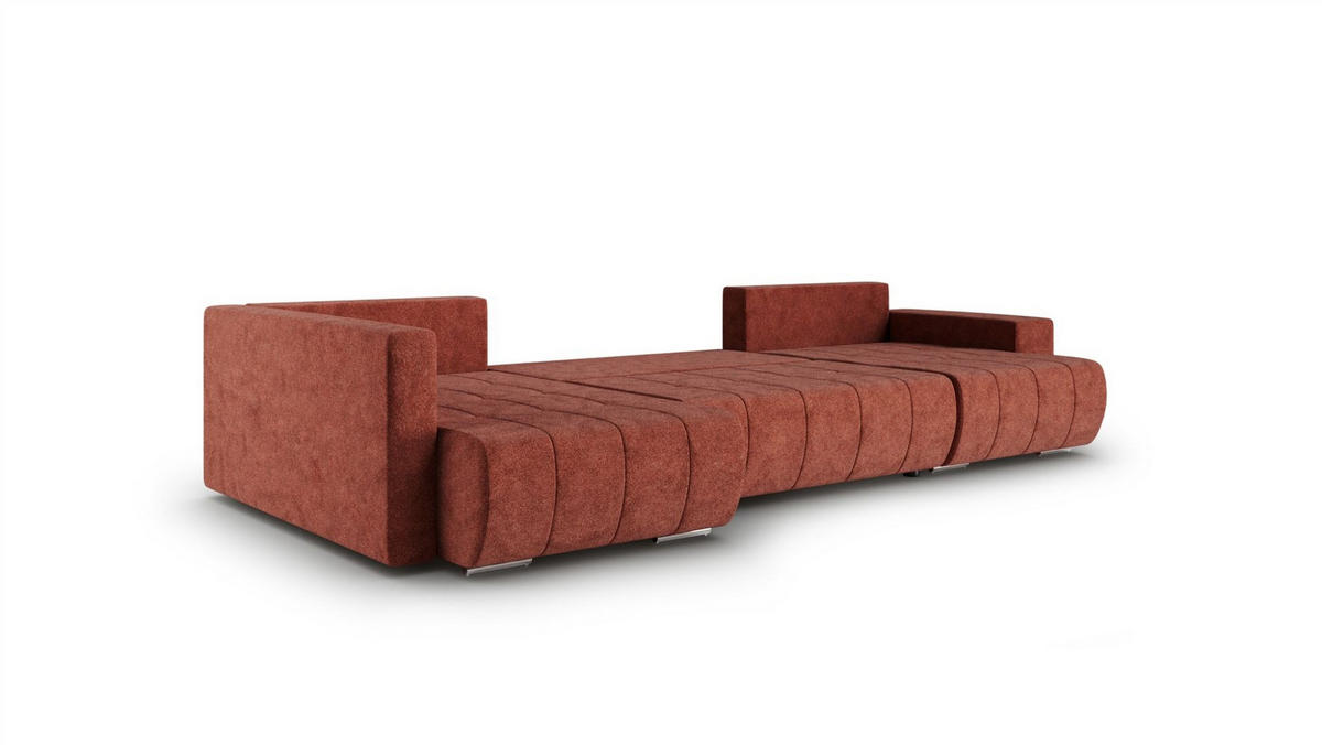 WOHNLANDSCHAFT Armanda - Rotbraun, Holzwerkstoff/Textil (392/83/185cm) - Fun Möbel