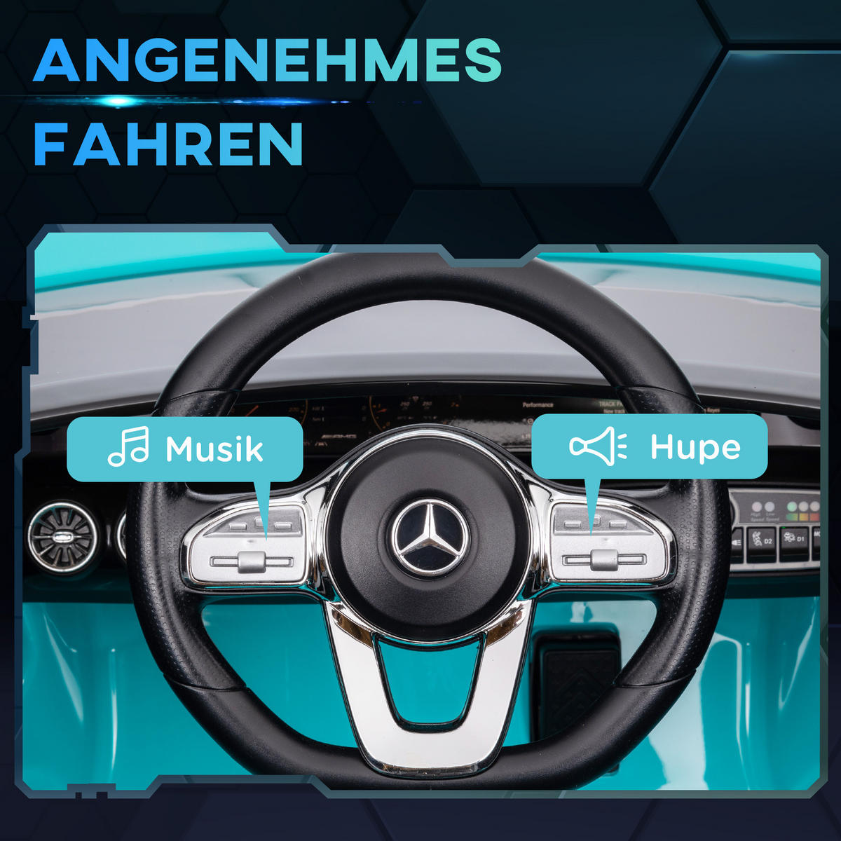 KINDER-ELEKTROAUTO DE-06076 fernsteuerbar mit LED und Hupe Hellblau - Hellblau, Kunststoff/Metall (110/61/45cm) - ComfortXL