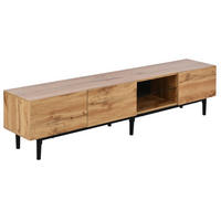 TV-BOARD aus MDF 175x31x41 cm Eichefarben/Schwarz mit LED-Beleuchtung, 3 Fächern und viel Stauraum - Eichefarben, Holzwerkstoff (175/41/31cm) - Modfu