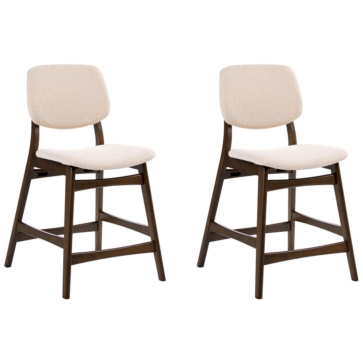 SCAUN DE BAR set de 2 bouclé maro/bej deschis Elaine - bej, material textil (53/98/62cm) - Beliani