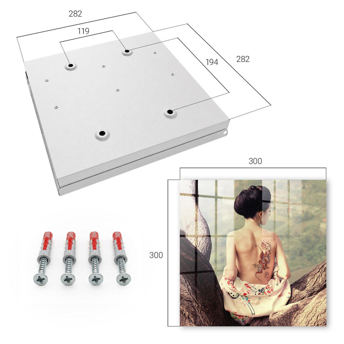 SCHLÜSSELBOX Weiß 30x30 cm – Türöffnung nach rechts - Harmonie der Natur - Braun, Metall (30/30/5cm) - TULUP