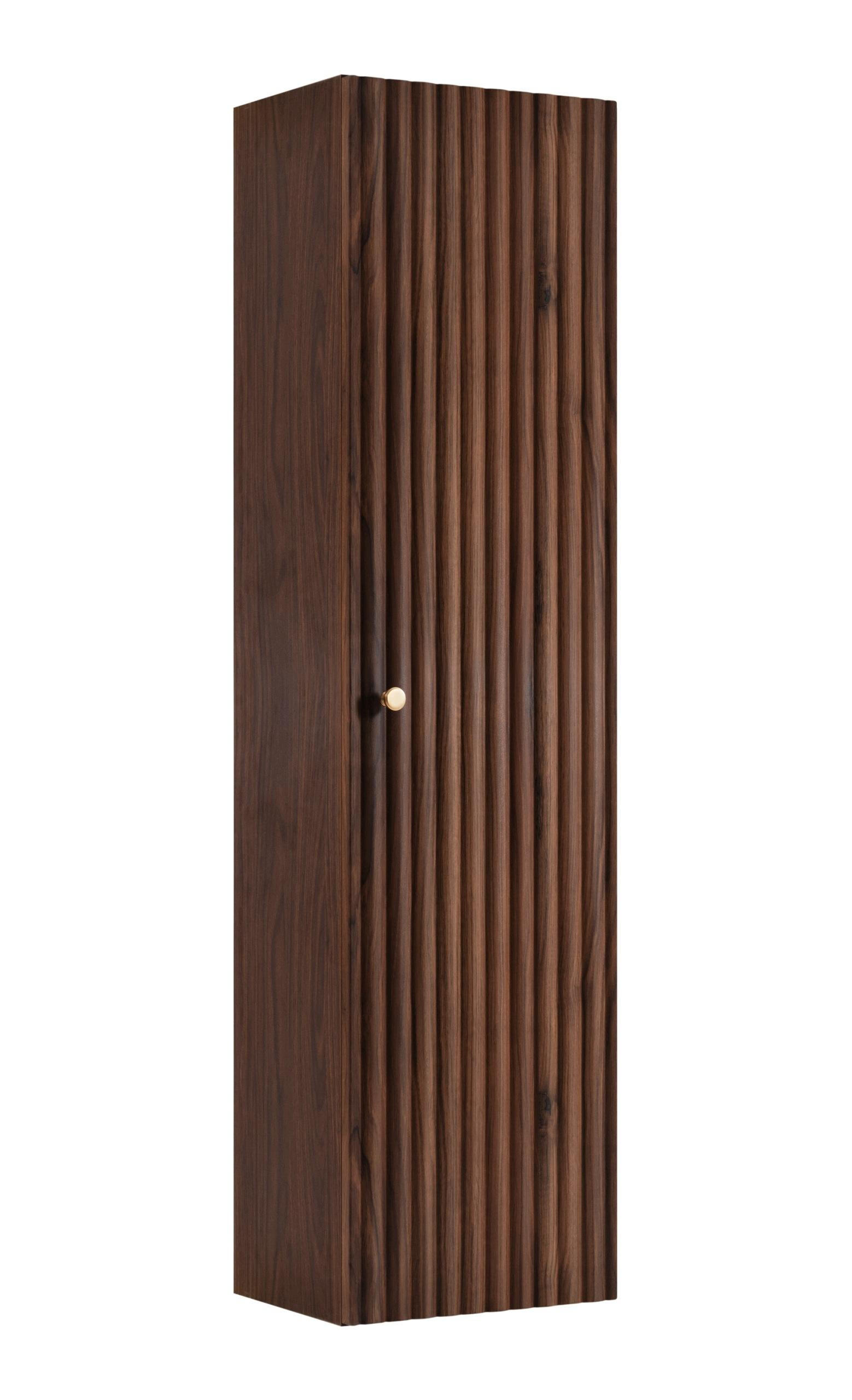 HOCHSCHRANK BELLO hängend geriffelt Walnuss 35/136/27 cm - Walnussfarben, Holzwerkstoff/Metall (35/136/27.2cm) - Rodan