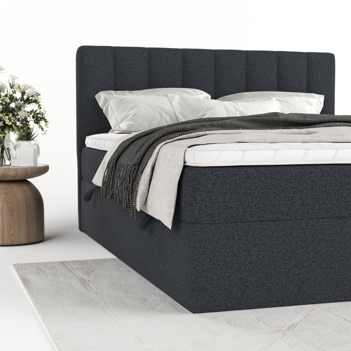 BOXBETT Bari 200/200 cm Anthrazit im Riva Stoff - Anthrazit, Holz/Holzwerkstoff (200/200cm) - AltaBeds