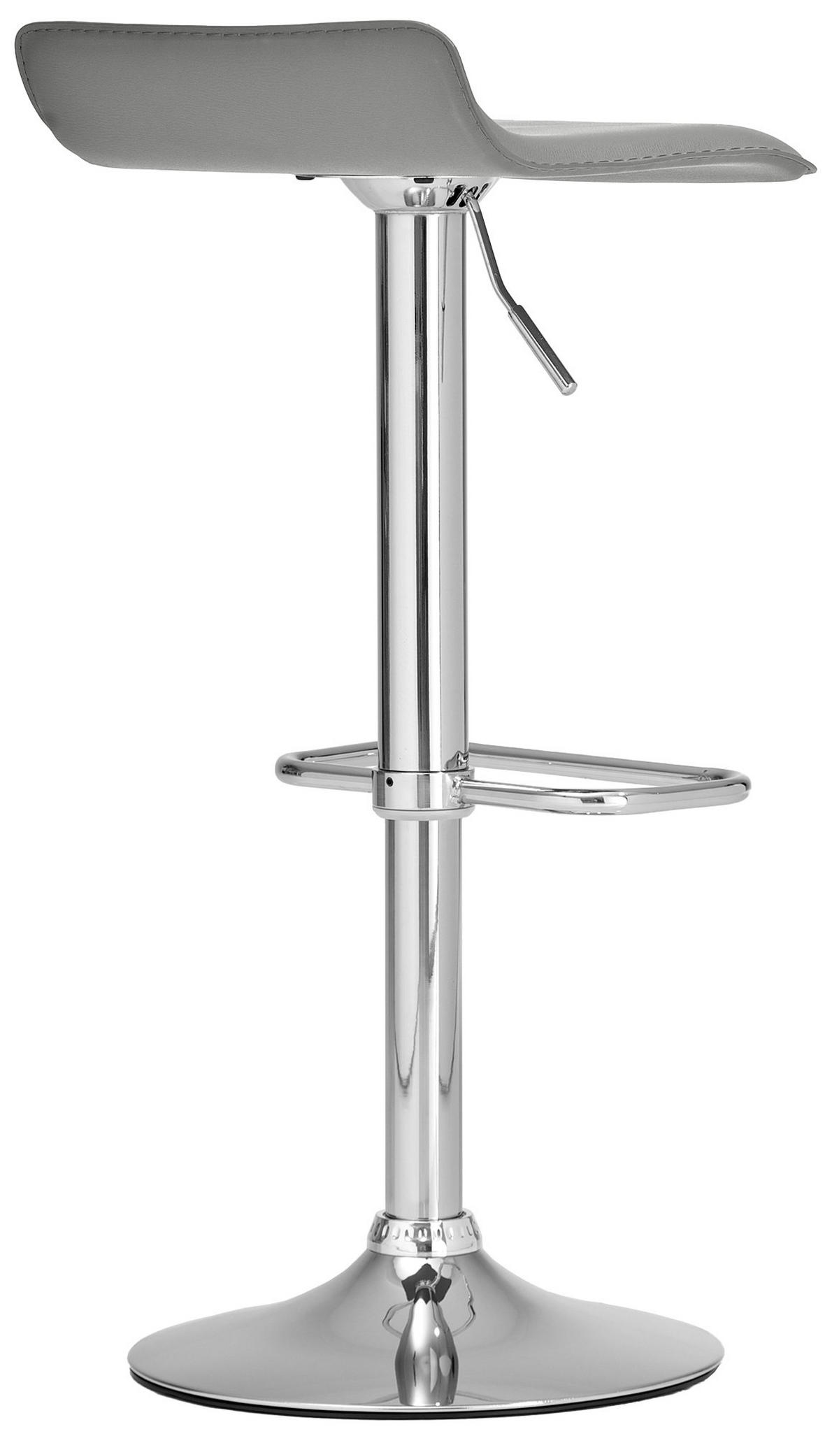 BARHOCKER Lederlook grau - Chromfarben/Grau, Textil/Metall (38/65/41cm) - CLP