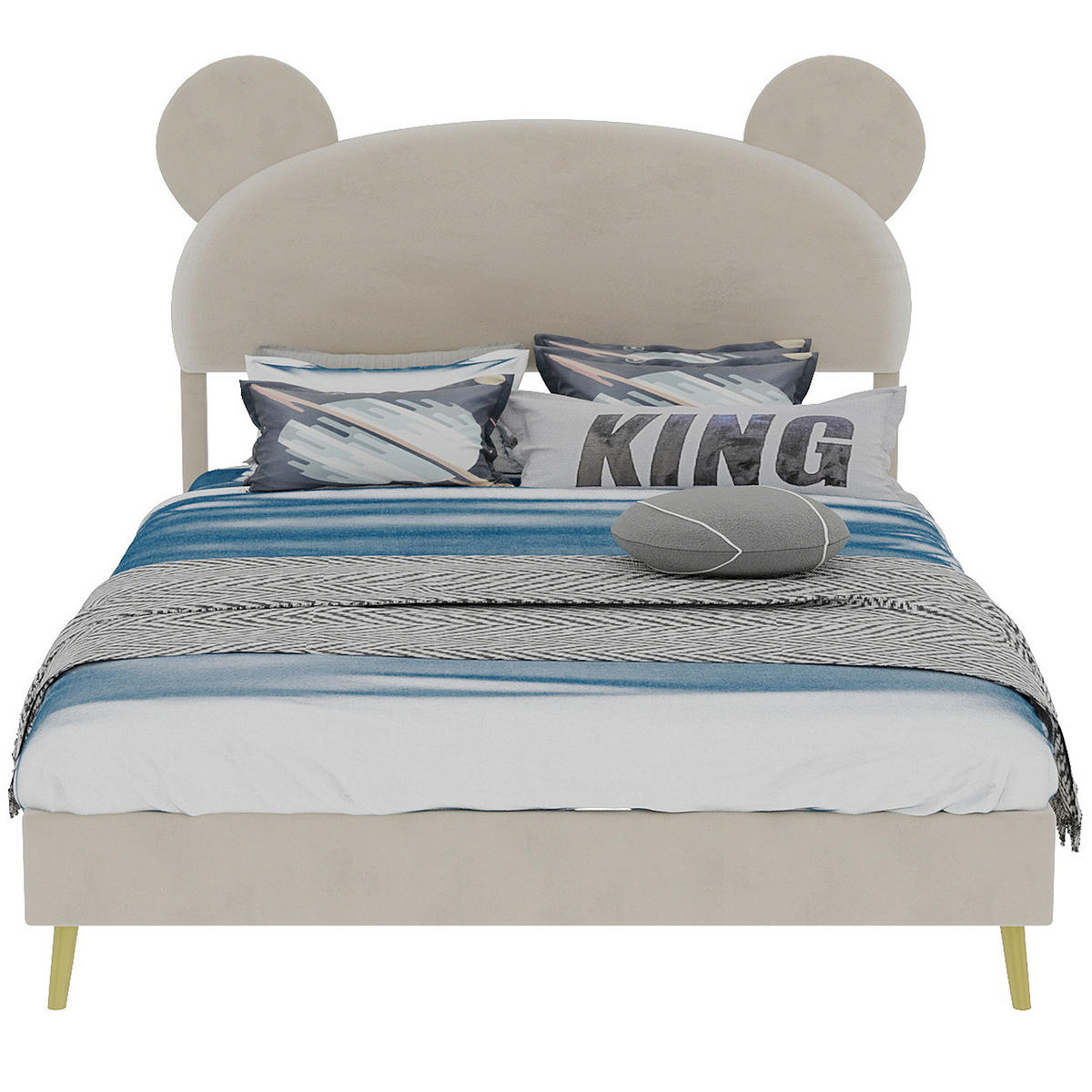 POLSTERBETT 140/200 cm beige aus Stoff und Metall mit Stauraum - Beige, Textil (140/200cm) - OKWISH