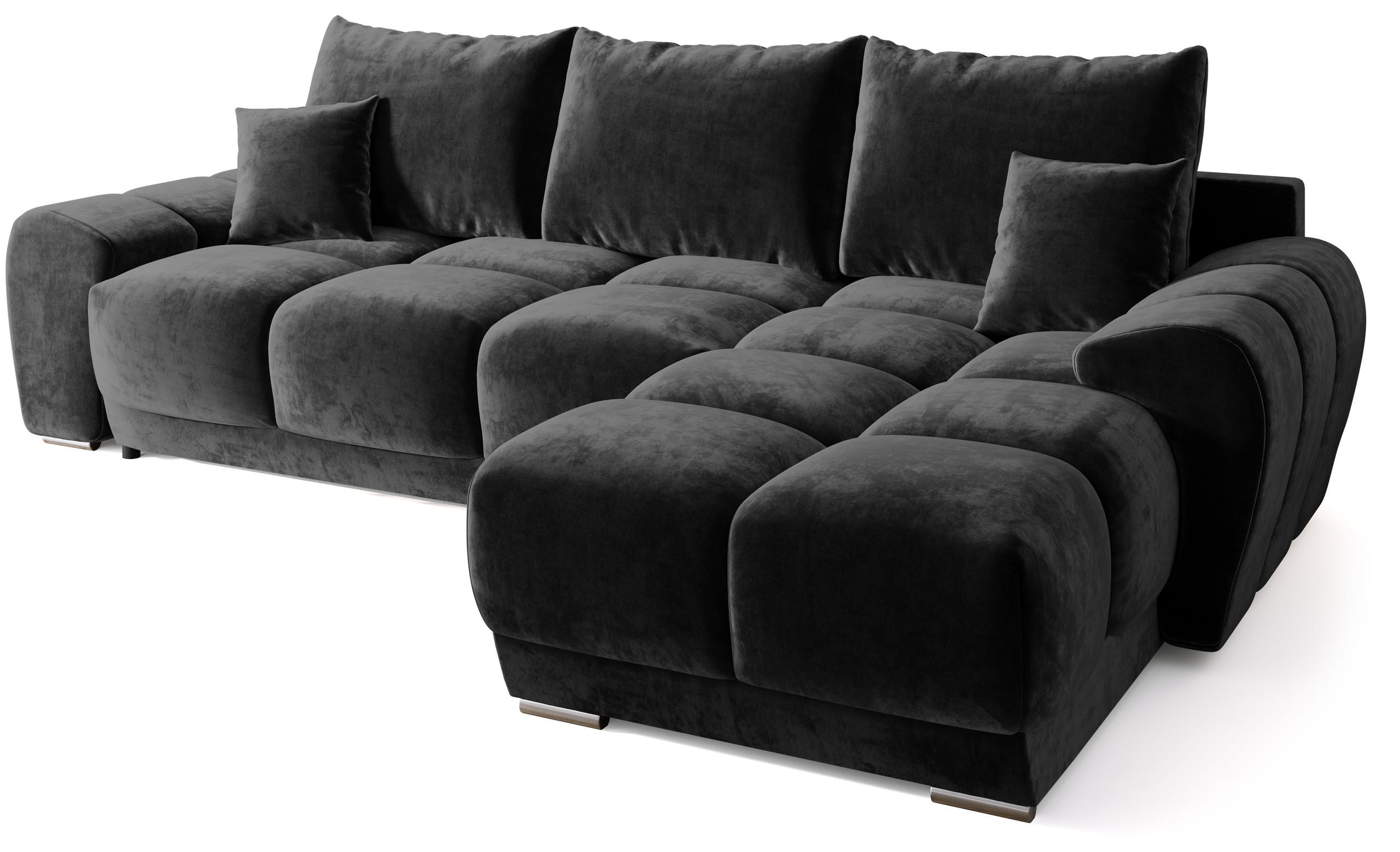 Bromarkt Ecksofa Schwarz Hochglanz 290x180 cm