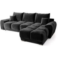 ECKSOFA Nubes mit Schlaffunktion Schwarz - Schwarz Hochglanz/Silberfarben, Kunststoff/Textil (290/180cm) - Bromarkt