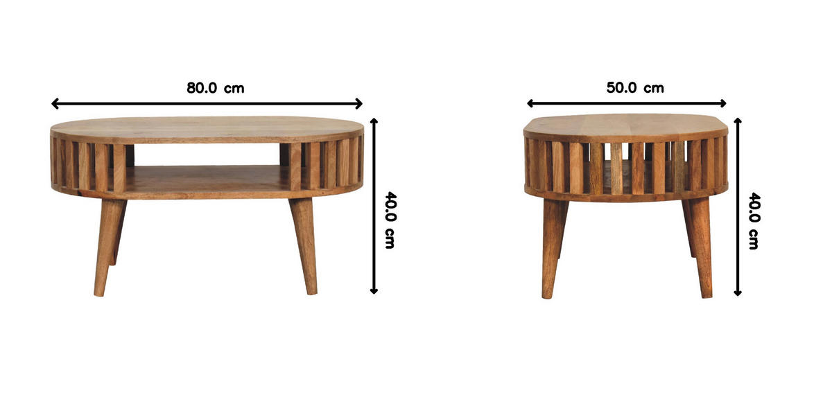 COUCHTISCH aus Massivholz - Kastanienfarben/Messingfarben, Holz/Metall (50/80/50cm) - Artisan Furniture