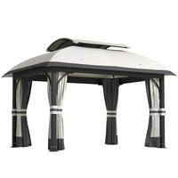 PAVILLON mit Doppeldach - Hellgrau, Metall (330/294/395cm) - Outsunny