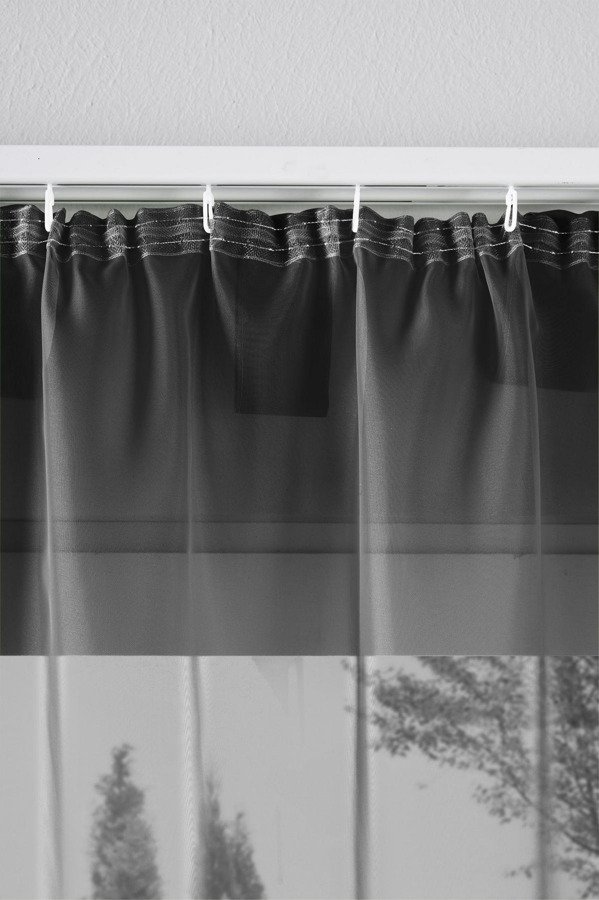 SCHLAUFENGARDINEN Voile 2er Set 175x140 cm Schwarz - Schwarz, Textil (140/175cm) - Gardinenbox.eu