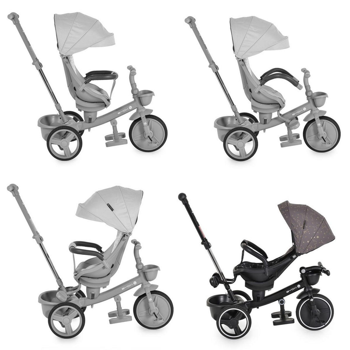 DREIRAD Fusion grau verstellbar PU-Reifen drehbarer Sitz Schiebestange - Grau, Metall (90/49/94cm)