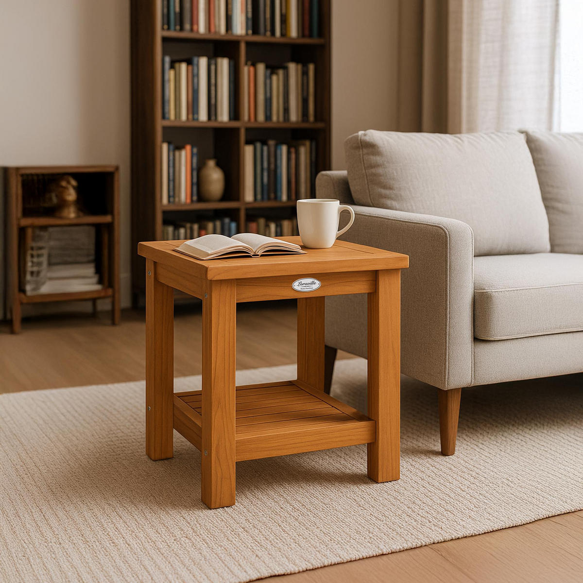 BEISTELLTISCH eckig 45/45/50 cm Holz Teak - Braun/Teakfarben, Holz (45/45/50cm) - CLP