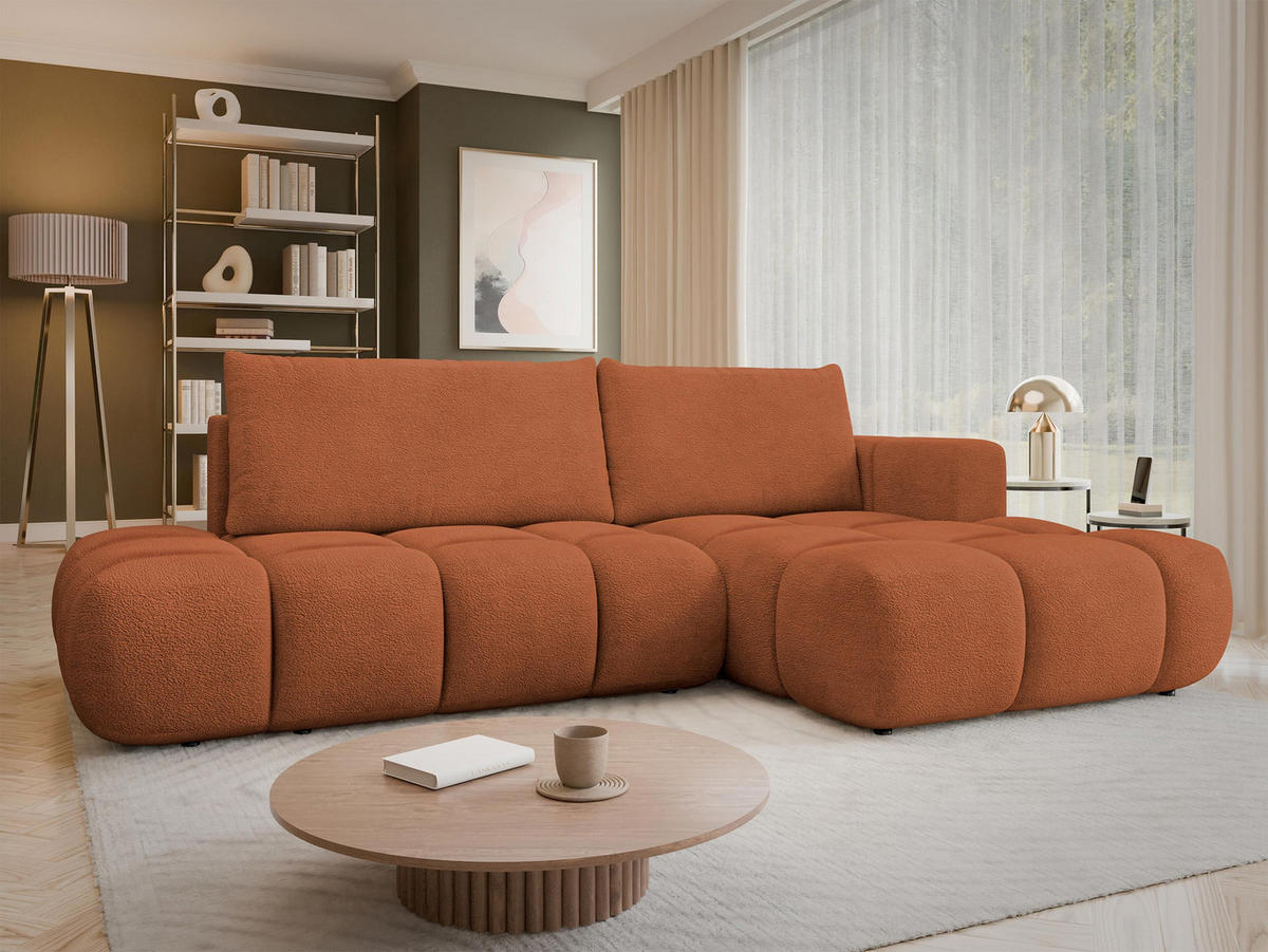 ECKSOFA Soffi, Seite: Rechts - Schwarz/Orange, Holz/Kunststoff (283/166cm) - MIRJAN24