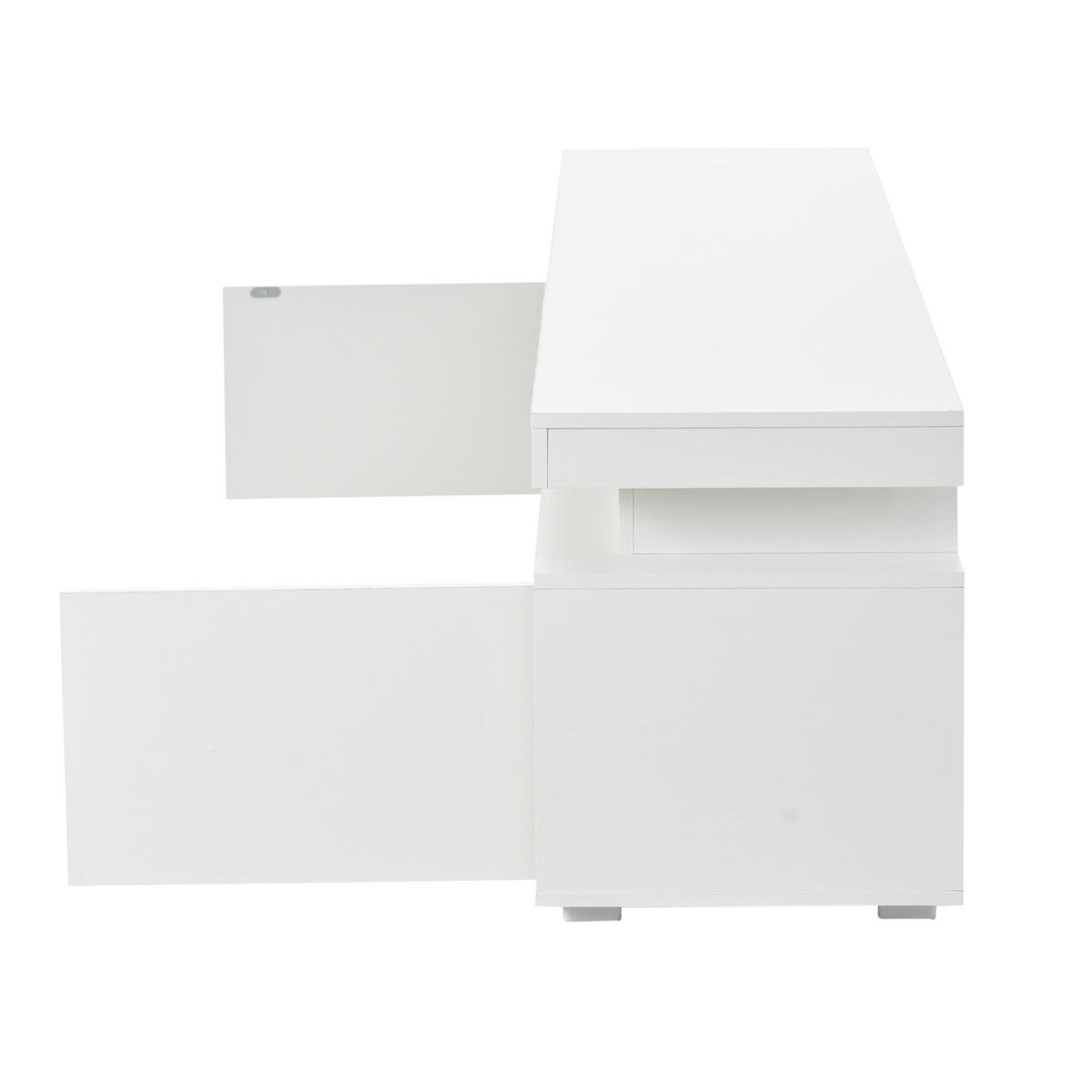 LOWBOARD DE-40401 3 Türen mit LED und Hochglanz Weiß - Weiß, Holzwerkstoff (150/43/35cm) - ComfortXL