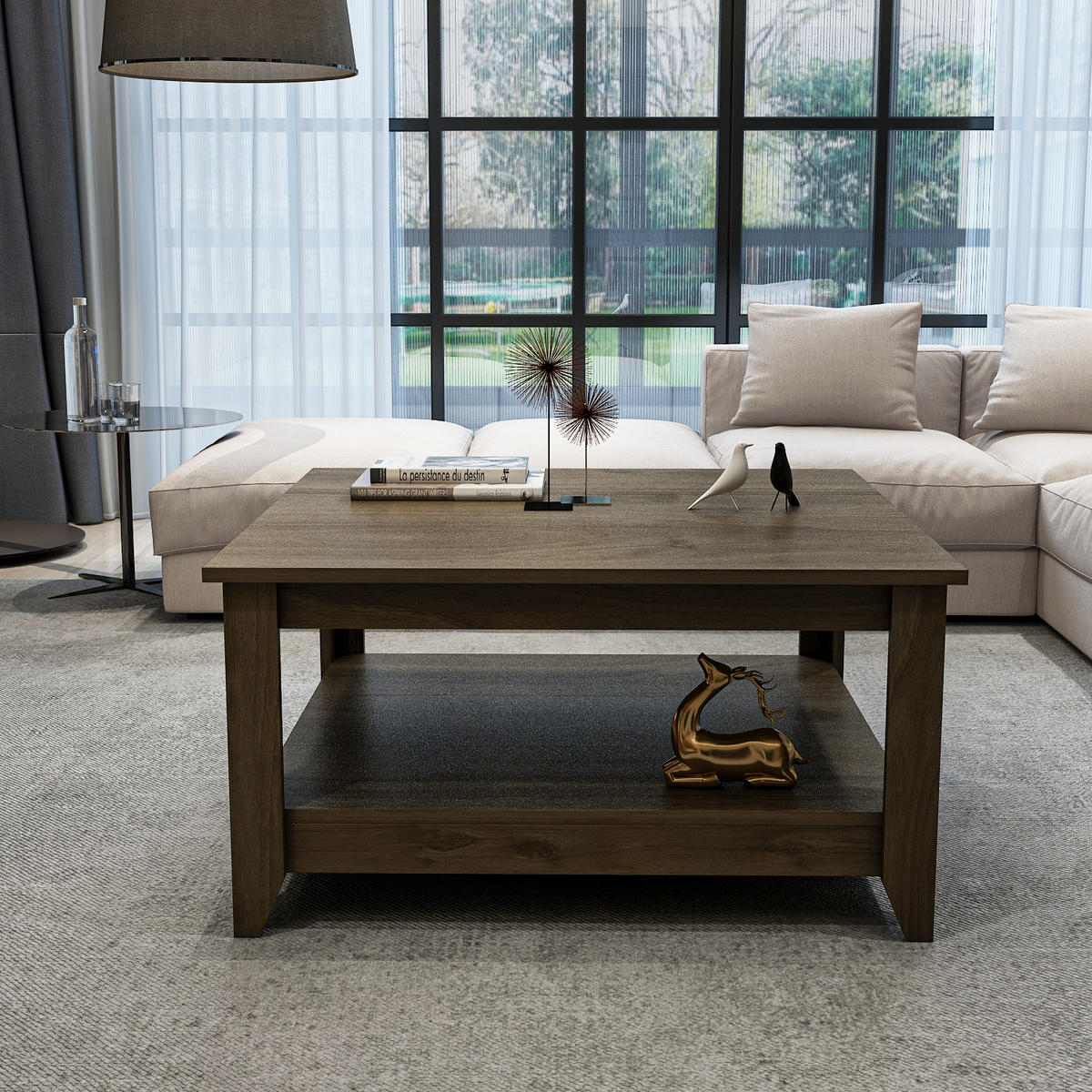 COUCHTISCH Lea Nussbaum - Braun, Holzwerkstoff (90/90/46.8cm) - Decorotika