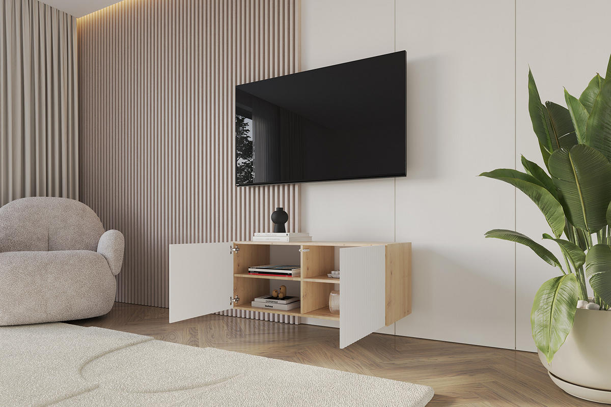 LOWBOARD NOA-2-W 100x40x41 cm - Artisan / Weiß - Weiß, Holzwerkstoff (100/40/41cm) - ALTDECOR