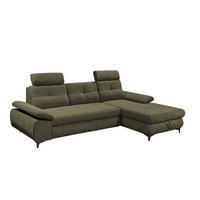 ECKSOFA mit Schlaffunktion und Bettkasten - Schwarz/Grün, Kunststoff/Textil (177/274cm) - ed exciting design