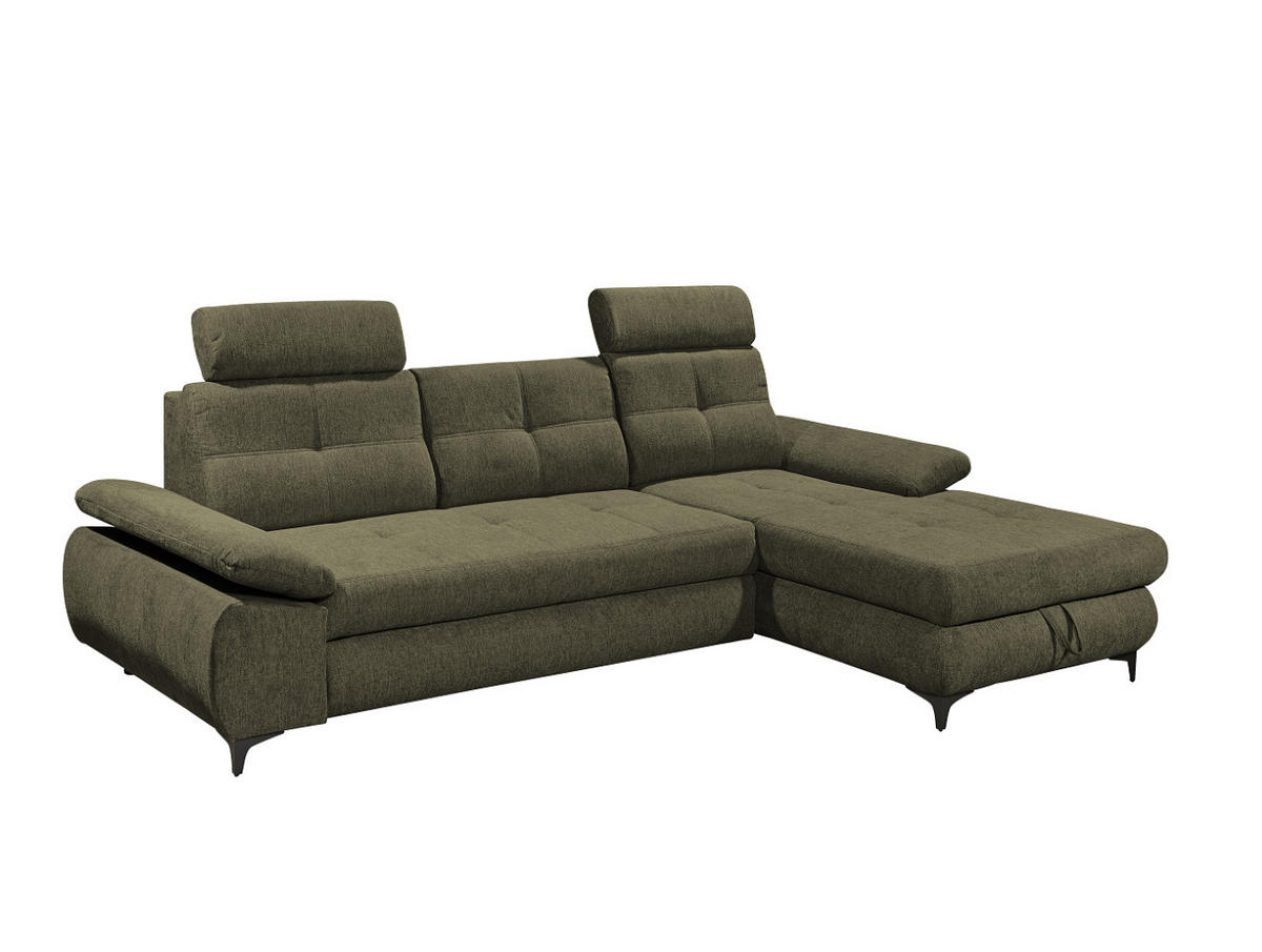 ECKSOFA mit Schlaffunktion und Bettkasten - Schwarz/Grün, Kunststoff/Textil (177/274cm) - ed exciting design