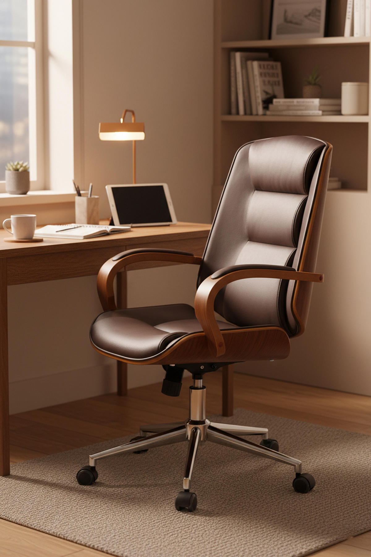 BÜROSTUHL Nyxar walnuss/braun - Chromfarben/Braun, Metall (60/110/68cm) - TPFLiving