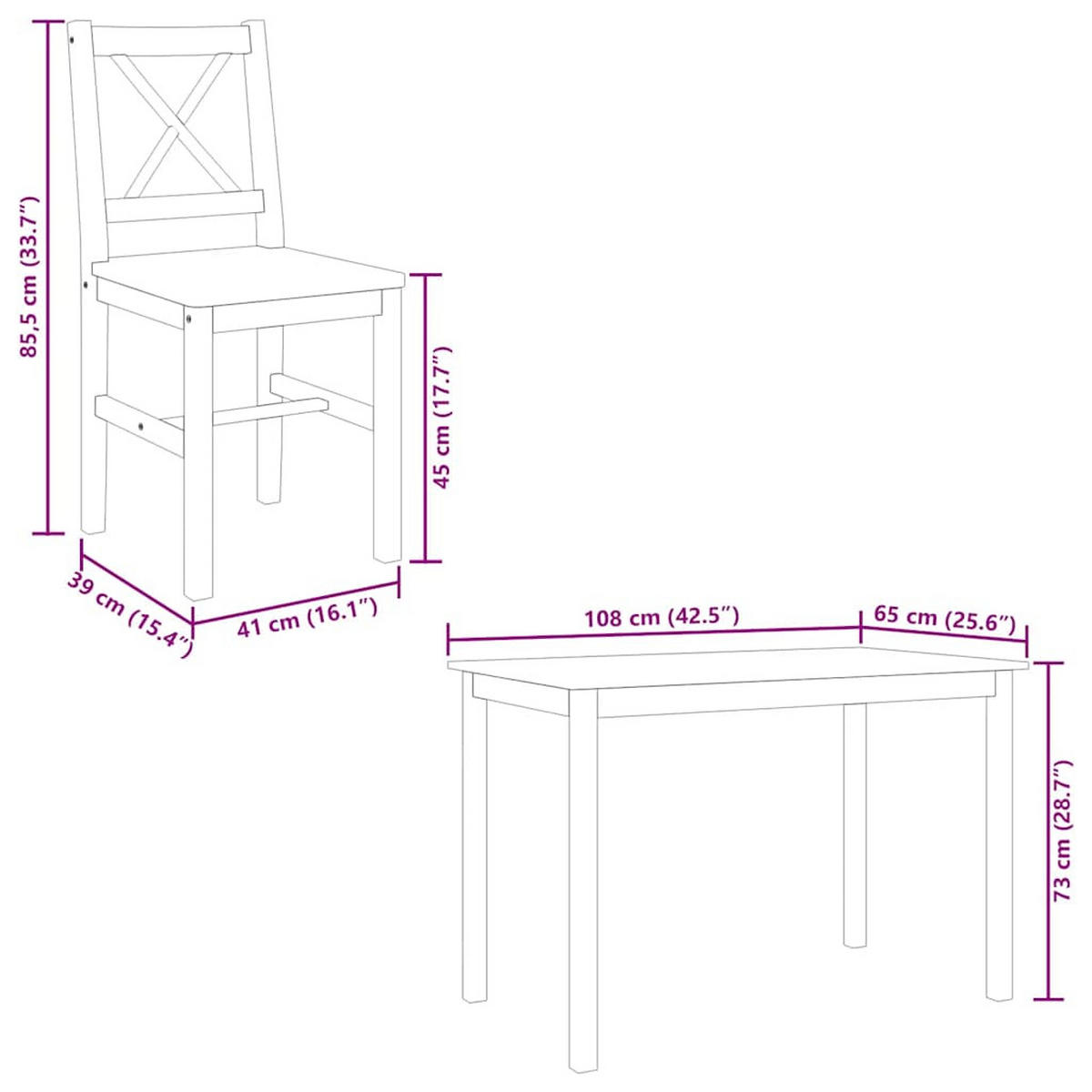 ESSGRUPPEN Haltbar 4-teilig 108/65/73 cm Braun Holz - Braun, Holz (65/73/108cm) - vidaXL