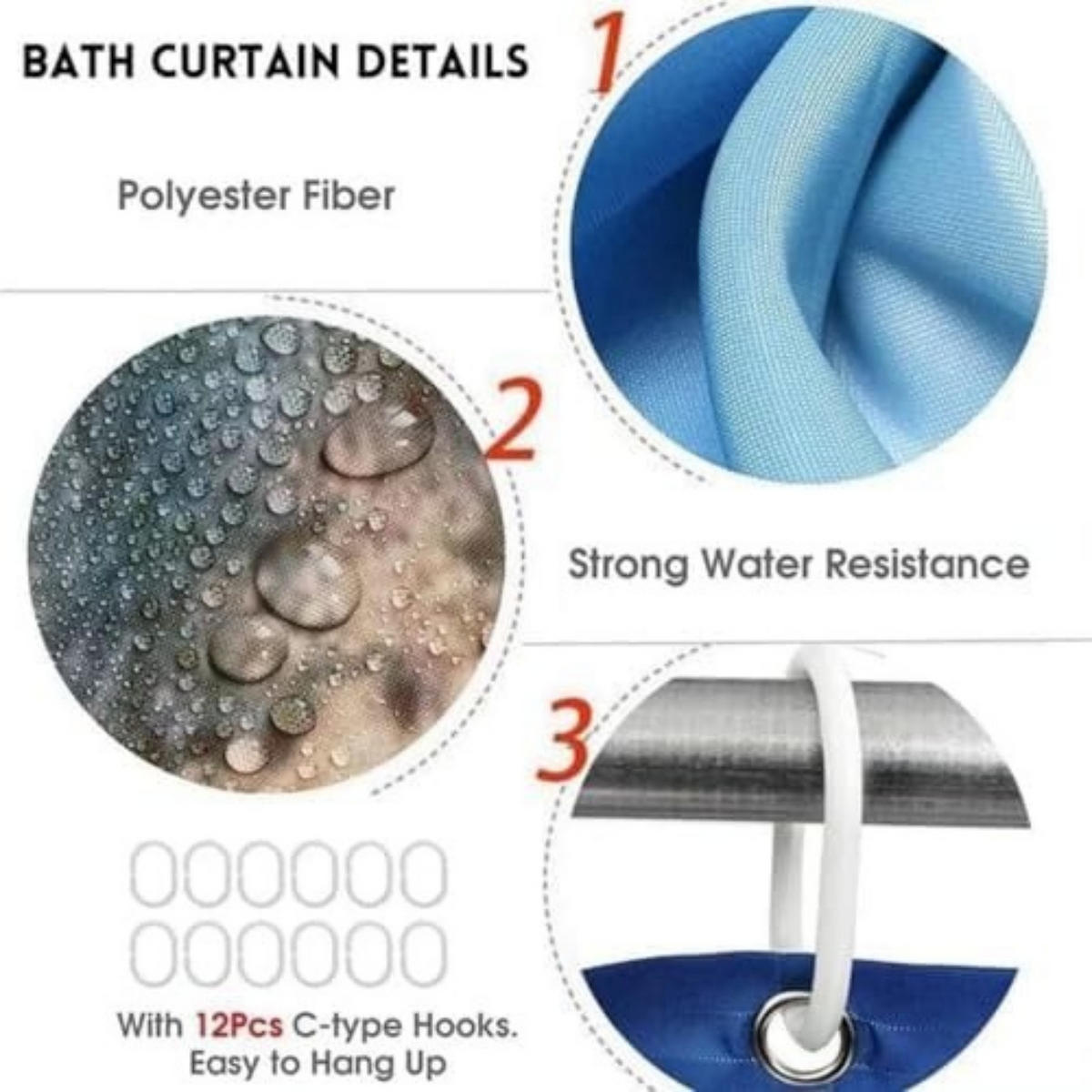DUSCHVORHANG Weihnachten mit rutschfeste Matte für Toilettendeckel und Badematte mit Haken - Rot, Textil (180/180cm) - MCBOSON