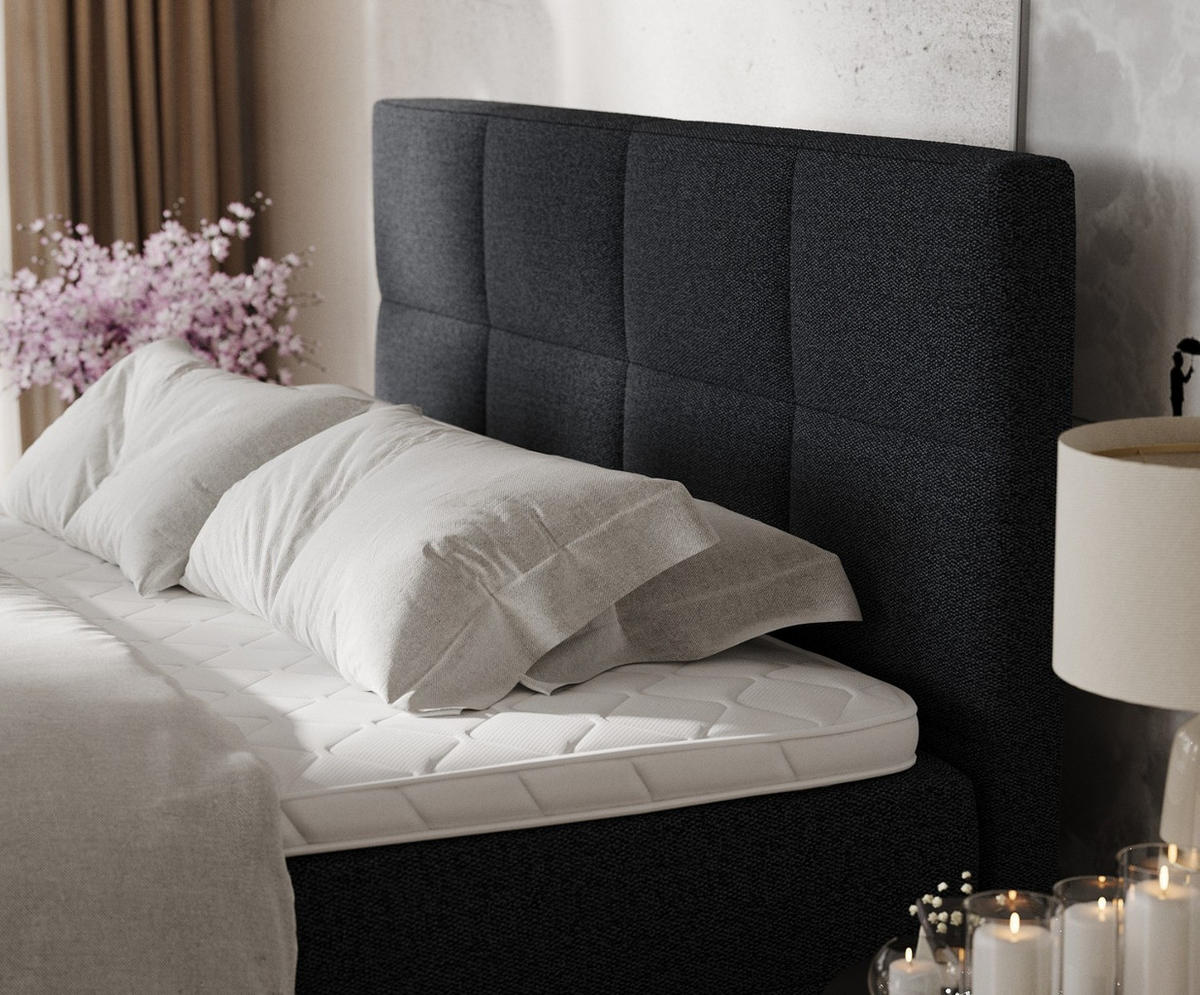 BOXBETT Velto 140/200 cm Anthrazit im Riva Stoff - Anthrazit/Schwarz, Holz/Holzwerkstoff (140/200cm) - AltaBeds