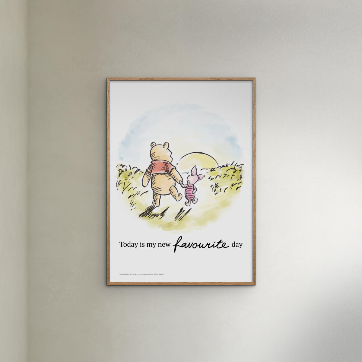 POSTER mit Rahmen Disney - Winnie the Pooh - Friendship Sunset - Eichefarben/Multicolor, Holz/Papier (50/70cm) - Poster&Frame