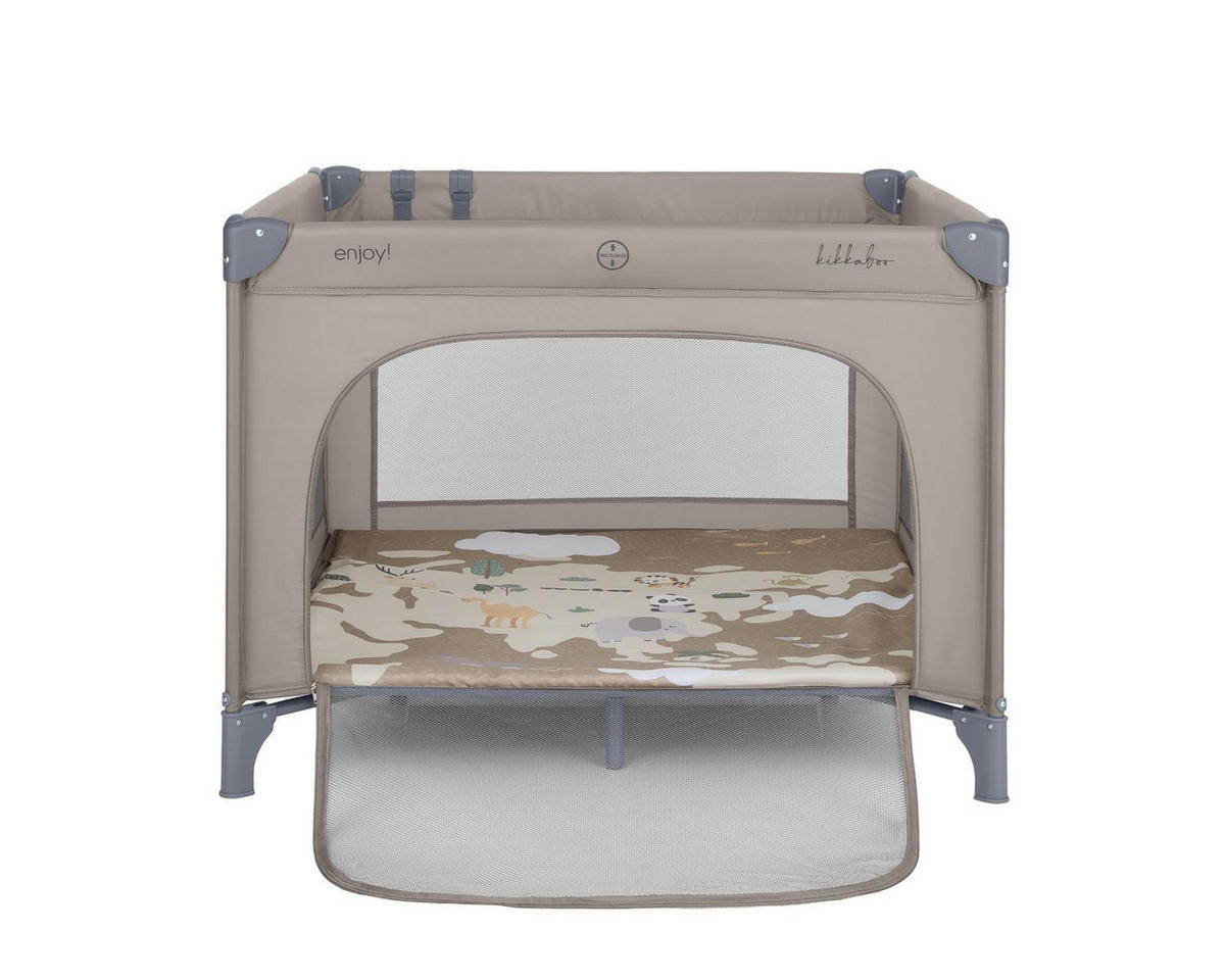 LAUFSTALL Enjoy beige 100 x 100 cm, Reißverschluss, klappbar, Tasche, Babyreisebett - Beige, Metall (100/77/100cm) - Kikka boo
