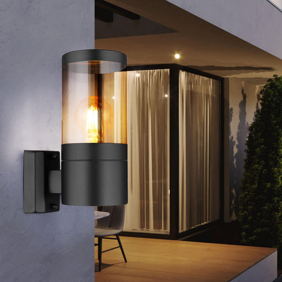 LED AUSSENWANDLEUCHTE Edelstahl Schwarz - Schwarz, Metall (10.2/24/15.5cm) - Globo Lighting