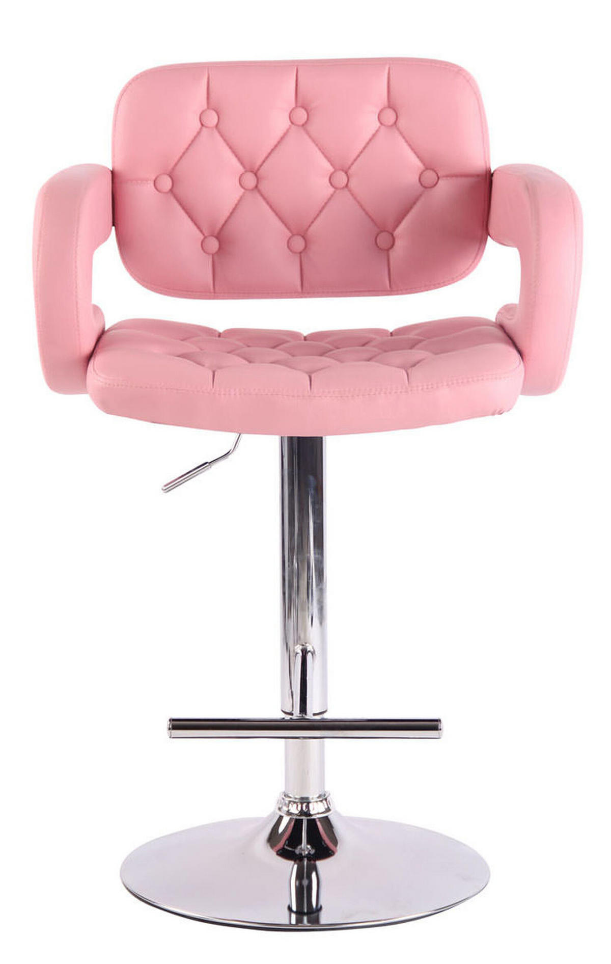 BARHOCKER Dubai, 2er Set, Gestell Metall in Chromoptik, Kunstleder Pink - Chromfarben/Rosa, Kunststoff/Textil (52/100/55cm) - TPFLiving