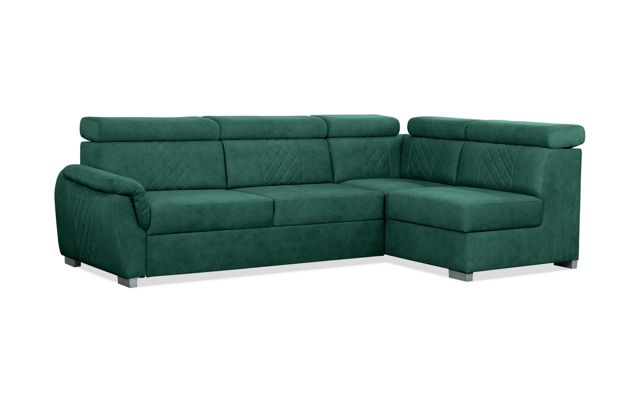 ECKSOFA Ravini Grün, mit Schlaffunktion, rechte seite - Grün, Holzwerkstoff (253/156cm) - Bettso