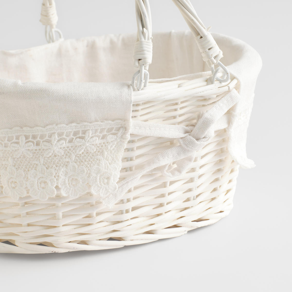 KORB MIT HENKEL Springlet - Weiß, Naturmaterialien (23/25/31cm) - home&you