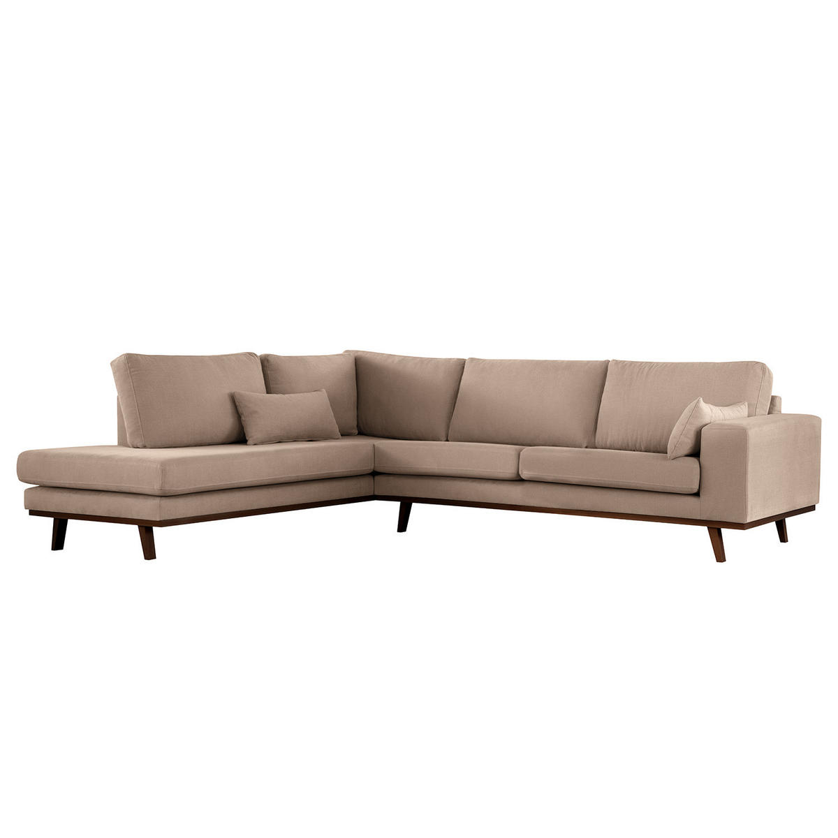 ECKSOFA mit Ottomane - Taupe/Buchefarben, Textil (287/219cm) - home24