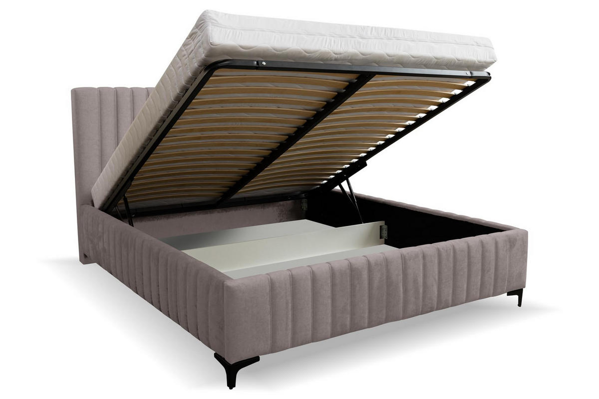 POLSTERBETT QUANT mit Bettkasten Velour Stoff 180 x 200 cm - Braun, Holzwerkstoff (180/200cm) - VENASI MÖBEL