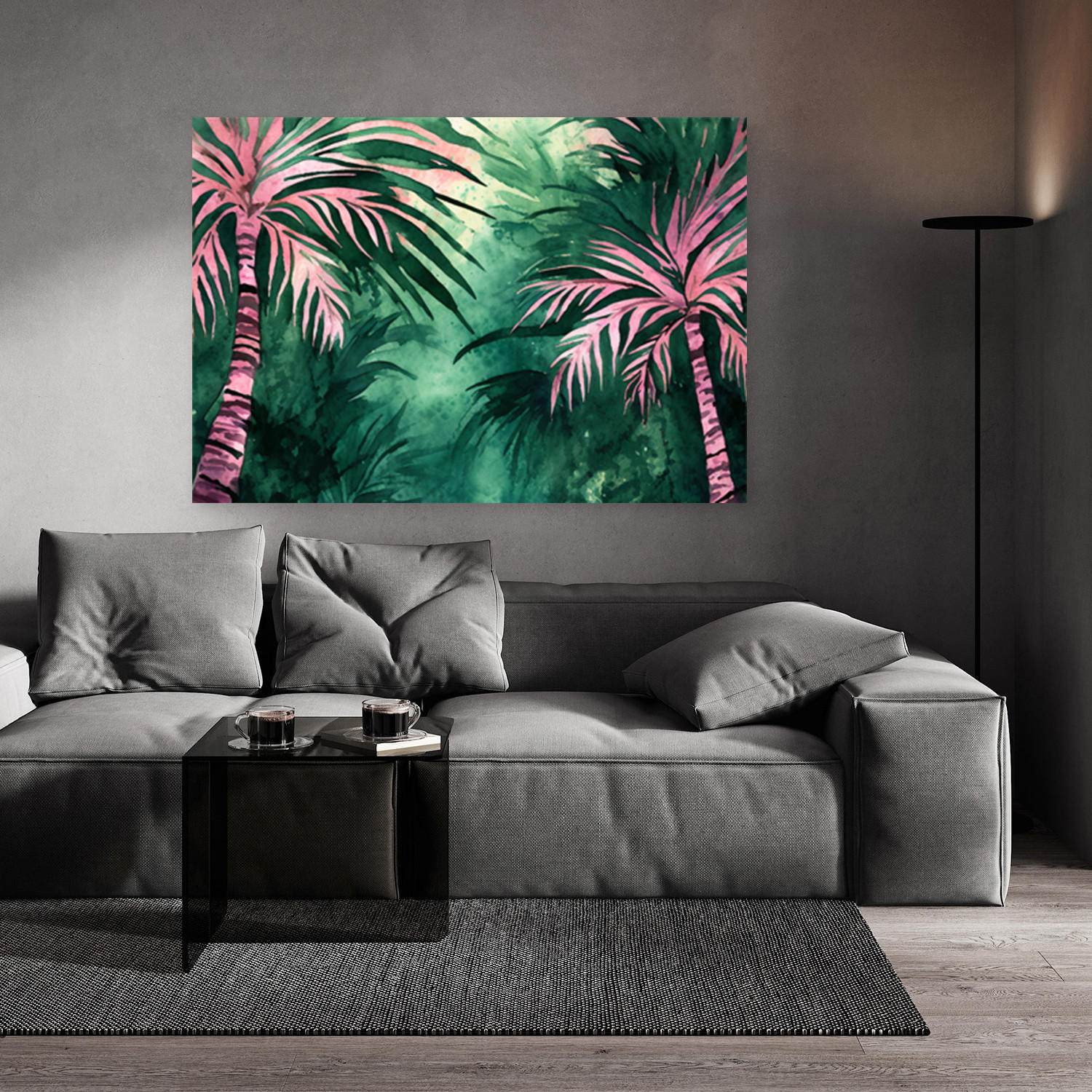 WANDBILD tropischer dschungel palmen - Grün, Textil (60/40cm) - Feeby