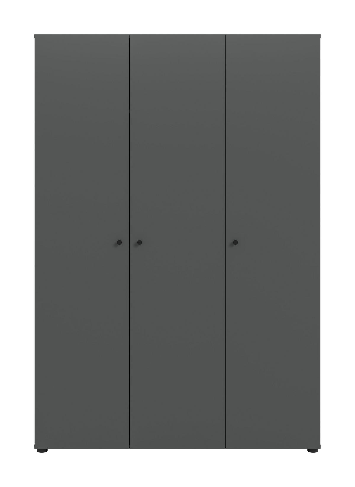 KLEIDERSCHRANK 3-türig DARWIN (B/H/T: ca. 120/176/51 cm) in anthrazit/anthrazit - Anthrazit, Holzwerkstoff (120/176/51cm)