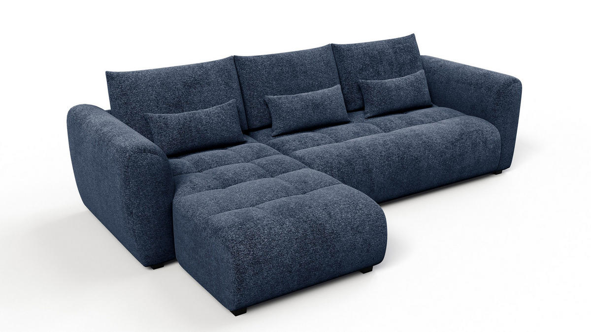 ECKSOFA SORENO 4-Sitzer, dunkelblau - Schwarz/Dunkelblau, Holz/Textil (293/171cm) - Courtois Laville