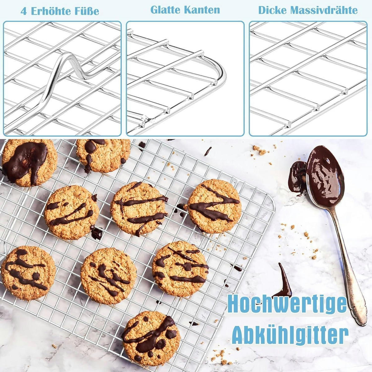 BACKBLECH mit Abkühlgitter 2-teiliges Set 26,5 x 20,5 cm - Silberfarben, Metall (20.5/2.5/26.4cm)