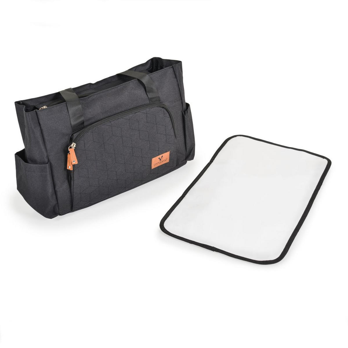 WICKELTASCHE Keily schwarz Wickelunterlage, Vordertasche, Seitentaschen, Kinderwagenclips - Schwarz, Textil (13/29/44cm) - Cangaroo